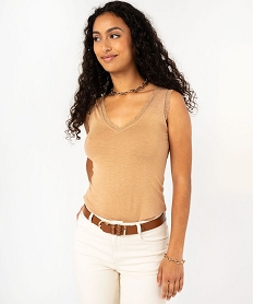 GEMO Débardeur avec col V en dentelle femme Multicolore