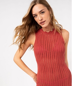 robe sans manches en maille ajouree femme roseF153001_2