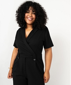 combinaison pantalon a manches courtes femme grande taille noir combinaisons pantalonF153801_2