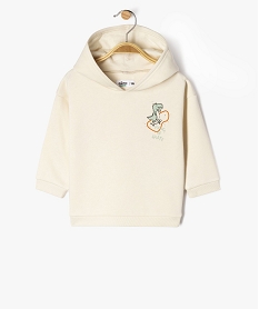 sweat a capuche imprime interieur molletonne bebe garcon beige sweatsF154101_4