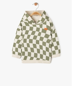 sweat a capuche imprime interieur molletonne bebe garcon vert sweatsF154201_4