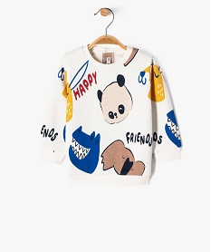 sweat interieur molletonne avec motifs animaux bebe garcon beige sweatsF155201_1