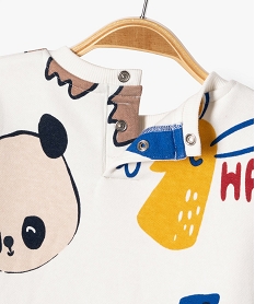 sweat interieur molletonne avec motifs animaux bebe garcon beige sweatsF155201_3
