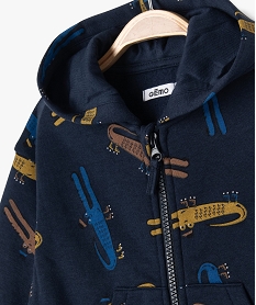 sweat a capuche a motifs crocodiles bebe garcon bleu sweatsF155801_2