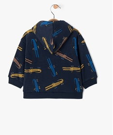 sweat a capuche a motifs crocodiles bebe garcon bleu sweatsF155801_3