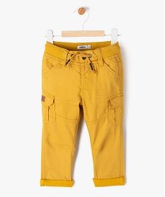 pantalon coupe cargo double avec taille elastique bebe garcon jaune pantalonsF157101_4