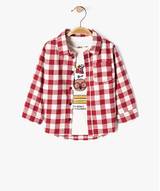 GEMO Ensemble 2 pièces chemise à carreaux et tee-shirt manches longues bébé garçon rouge standard