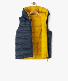doudoune sans manches a capuche reversible bebe garcon jaune doudounesF161101_3