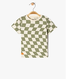 tee-shirt manches courtes a carreaux fantaisie bebe garcon vert tee-shirts manches courtesF163801_4