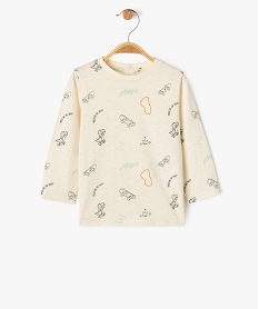 GEMO Tee-shirt à manches longues en coton imprimé bébé garçon blanc chine