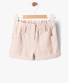 short ample a revers en velours cotele bebe fille rose shortsF168201_4