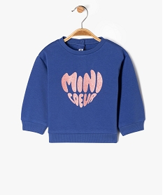 sweat molletonne avec motifs et message bebe fille bleu sweatsF168501_4