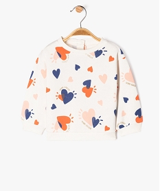 sweat molletonne avec motifs et message bebe fille beige sweatsF168701_4