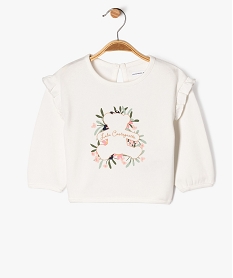sweat loose a volants imprime bebe fille - lulucastagnette beige sweatsF168801_4