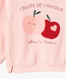 sweat a motifs interieur molletonne bebe fille rose sweatsF169001_2