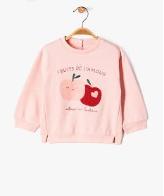 sweat a motifs interieur molletonne bebe fille rose sweatsF169001_4