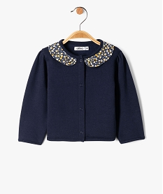 GEMO Gilet boutonné avec col claudine fleuri bébé fille navy