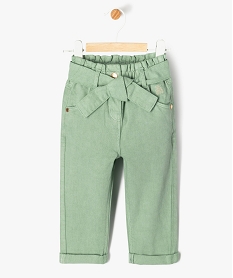 pantalon en toile denim coloree bebe fille - lulucastagnette vert pantalonsF169701_1