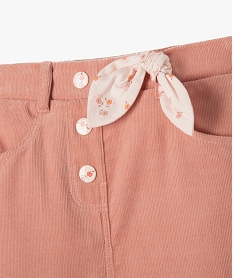 pantalon en velours cotele avec noeud a la taille bebe fille rose pantalonsF170101_2