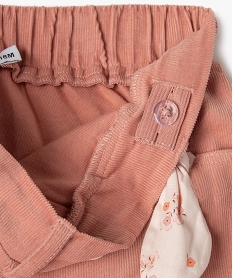 pantalon en velours cotele avec noeud a la taille bebe fille rose pantalonsF170101_3