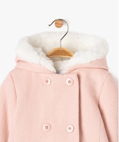 manteau a capuche avec doublure peluche bebe fille rose manteauxF170501_4