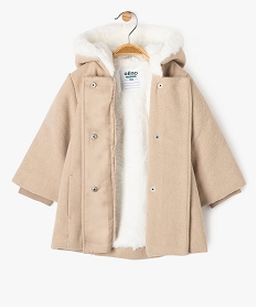 manteau a capuche avec doublure peluche bebe fille beige manteauxF170601_2