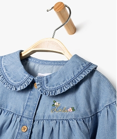 blouse en toile chambray avec col claudine bebe fille - lulucastagnette bleu chemisiers et blousesF171201_2