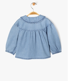 blouse en toile chambray avec col claudine bebe fille - lulucastagnette bleu chemisiers et blousesF171201_4