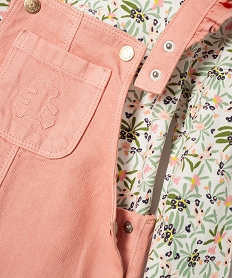 ensemble 2 pieces bebe fille tee-shirt et salopette - lulucastagnette rose ensemblesF171501_2