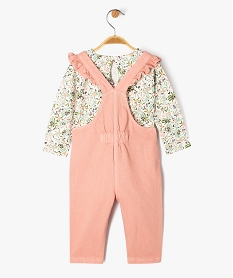 ensemble 2 pieces bebe fille tee-shirt et salopette - lulucastagnette rose ensemblesF171501_3