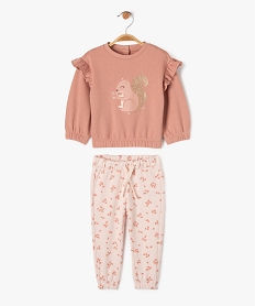 ensemble 2 pieces sweat et pantalon en molleton bebe fille rose sweatsF172401_1