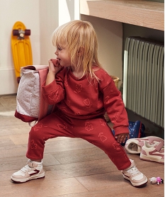 pantalon en maille a motifs fleuris bebe fille rose leggingsF173001_4
