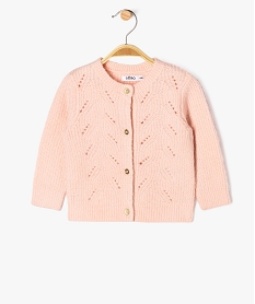 GEMO Gilet en maille ajourée à col rond bébé fille rose standard