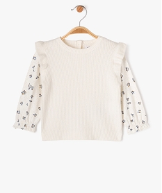 pull 2 en 1 avec manches tee-shirt bebe fille beige pullsF174201_4