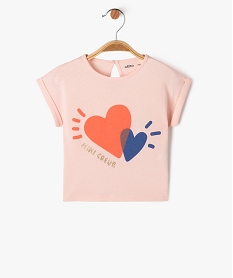 tee-shirt manches courtes avec motif paillete bebe fille rose tee-shirts manches courtesF174601_4