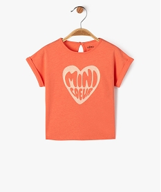 tee-shirt manches courtes avec motif paillete bebe fille orange tee-shirts manches courtesF174701_4