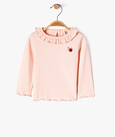 tee-shirt a manches longues avec finitions volantees bebe fille rose tee-shirts manches longuesF176201_4