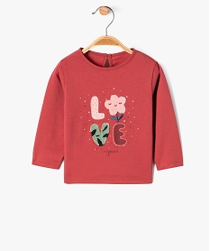 GEMO Tee-shirt à manches longues avec motif en relief bébé fille Rose