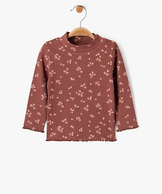 GEMO Tee-shirt en maille côtelée à col montant bébé fille marron standard