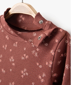 tee-shirt en maille cotelee a col montant bebe fille brun tee-shirts manches longuesF176901_2