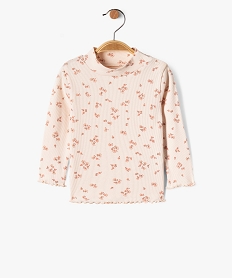 GEMO Tee-shirt en maille côtelée à col montant bébé fille Rose