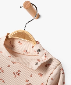 tee-shirt en maille cotelee a col montant bebe fille rose tee-shirts manches longuesF177001_2