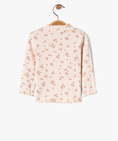 tee-shirt en maille cotelee a col montant bebe fille rose tee-shirts manches longuesF177001_3