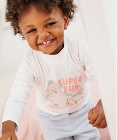 tee-shirt manches longues et col roule imprime bebe fille beige tee-shirts manches longuesF177201_2