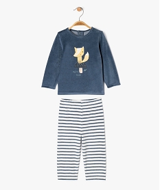 pyjama en velours 2 pieces a motif renard bebe garcon bleu pyjamas 2 piecesF179701_4