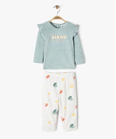 GEMO Pyjama en velours 2 pièces avec message brodé bébé fille vert standard