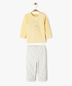 GEMO Pyjama en velours 2 pièces à motifs fleuris bébé fille jaune standard