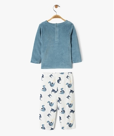 pyjama en velours 2 pieces a motifs dinosaures bebe garcon bleu standard pyjamas 2 piecesF180101_4