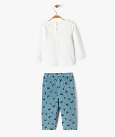 pyjama en velours 2 pieces avec inscription brodee bebe garcon beige pyjamas 2 piecesF181101_3