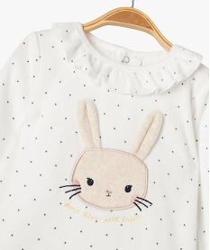 pyjama en velours 2 pieces a motif lapin bebe beige pyjamas 2 piecesF181201_2